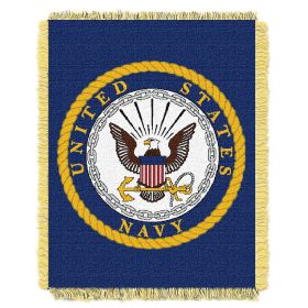 US Navy Military Woven Jacquard Throw Blanket; 46" x 60"