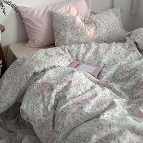 Garden Small Floral Cotton Bed 4-piece Summer Girly Bedding Set (Option: 120cm three piece set-Haruhi Letter flower cherry)