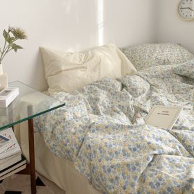 Garden Small Floral Cotton Bed 4-piece Summer Girly Bedding Set (Option: 120cm three piece set-Pinellia sinensis Custard)
