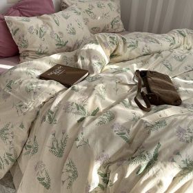 Garden Small Floral Cotton Bed 4-piece Summer Girly Bedding Set (Option: 120cm three piece set-Ono tea)