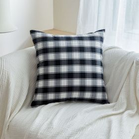 Polyester Cotton Black And White Checkered Pillow And Backrest Cushion (Option: Striped grid-50x50cm witn core)