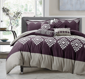Brighton 7 Piece Bedding Comforter Set (Color: Mauve, size: 104x92/King)