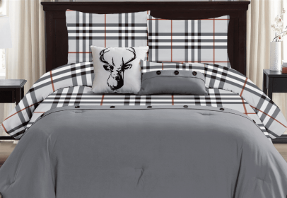 Bradford 4 Piece Bedding Twin Comforter Set (Color: Light Grey, size: 68x92/Twin)