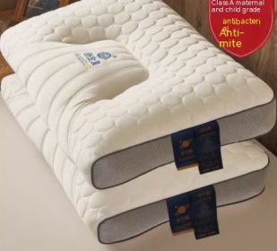 Natural Memory Cervical Protection And Sleep Aid Latex Pillow (Option: Antibacterial gray-A pair of middle pillows)