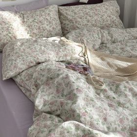Garden Small Floral Cotton Bed 4-piece Summer Girly Bedding Set (Option: 180cm four piece set-Romance)