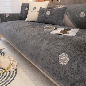 Four Seasons Universal Sofa Cushion Chenille (Option: Dark Grey-70x180cm)