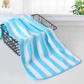 Coral Fleece Wide Striped Edge Soft Absorbent Thickening Lint-free Face Washing At Home Towels (Option: Blue-Edging 75 X35cm)