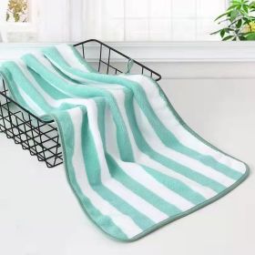 Coral Fleece Wide Striped Edge Soft Absorbent Thickening Lint-free Face Washing At Home Towels (Option: Green-Edging 75 X35cm)