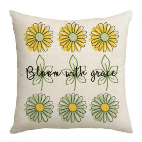 Summer Chrysanthemum Pillow Cover Green Plant Flower Linen (Option: JYM305 3-45x45cm)