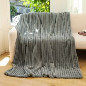 Striped Jacquard Rabbit Fur Blanket (Option: Dark Gray-100x150cm)