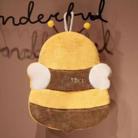 Towel Hanging Bee Back Panda Back Coral Fleece Children Cartoon Cute Towel (Option: Bee Back Shadow Hand Towel-23*25cm)