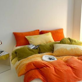 Cream Girl Gradient Color Milk Fiber Four-piece Set (Option: Velvet Yunchuan Ly-120cm Bed Sheet)