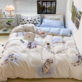 Household Fashion Simple Pure Cotton 3D Printing Bedding (Option: Cream Spotted Dog-1.5M)