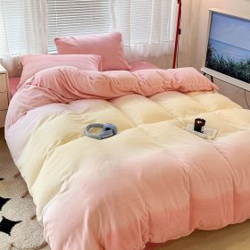 Cream Girl Gradient Color Milk Fiber Four-piece Set (Option: Velvet Pink Mist Girl Xk-150cm Bed Sheet)