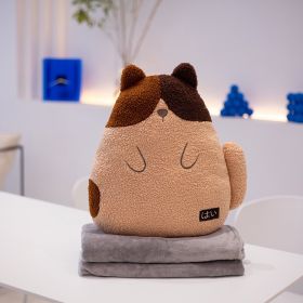 Plush To Sleep With Sheep Whale Pillow Airable Cover Fox Female (Option: Milk Coffee Cat-Pillow Blanket)