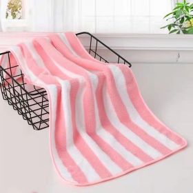 Coral Fleece Wide Striped Edge Soft Absorbent Thickening Lint-free Face Washing At Home Towels (Option: Pink-Trimming 75x 35cm)