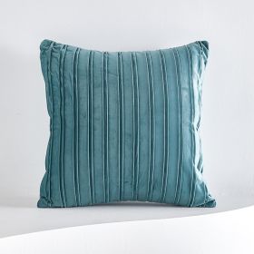 Netherlands Velvet Striped Pleated Cushion Cushion (Option: Lake green-45x45cm 500g pillow)