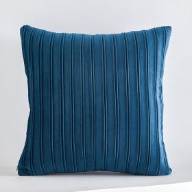 Netherlands Velvet Striped Pleated Cushion Cushion (Option: Midnight blue-45x45cm 500g pillow)