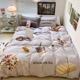 Household Fashion Simple Pure Cotton 3D Printing Bedding (Option: Afternoon Tea Coffee-1.8M)