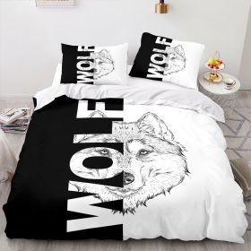 Home Textile Bedding Animal Printed Three-piece Set (Option: Wolf-172x218cm)