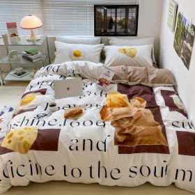 Household Fashion Simple Pure Cotton 3D Printing Bedding (Option: Butter Bread-1.8M)