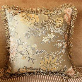 European Style Living Room Sofa Tassel Pillow Cover (Option: Grayish Green-60X60cm Pillowcase)